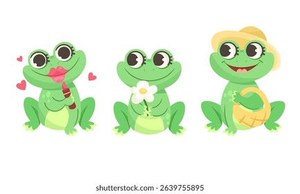 These charming cartoon frogs have unique facial expressions and fun accessories, delighting all