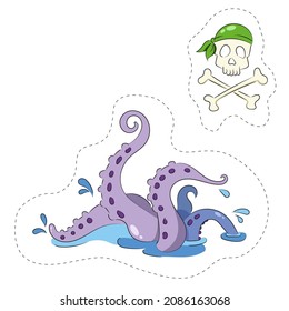 These Are Colored Stickers Octopus And Jolly Roger 