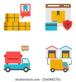 These creative logistics flat isometric icons are a definite must have. It's going to be tremendously useful in all related projects. Available for instant download.