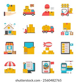 These creative logistics flat isometric icons are a definite must have. It's going to be tremendously useful in all related projects. Available for instant download.