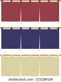 These are curtains at the storefront.  In a set of red, dark blue and beige and horizontally long type.