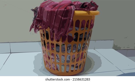 These dirty clothes that belong to my family are ready to be washed in the laundry at Perumnas 1 Bekasi Indonesia on 20 May 2022