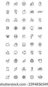 these are ecology icons, in Outline style used for mobile web and other purposes and the elements in the design are green house, weather, factory, transport and many others, editable stroke