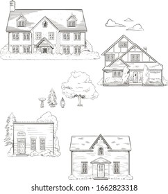 These elegant, hand drawn house are perfect for making your own housewarming party invites, thank you cards, birthday invites, logos, planners, etc.