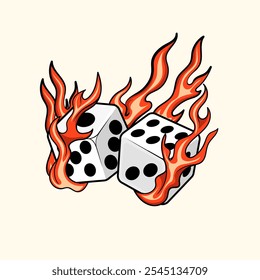 These fiery dice on fire are perfect for gambling play doodle a poster, screensaver, website or postcard.
