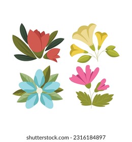 Estas son flores planas y hermosas en vector.