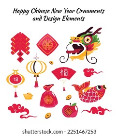 These are Flat Chinese new year Design elements and Ornaments for you to add into your design work.