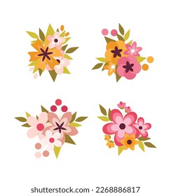 These are Flat Vector Colorful Spring Flowers.