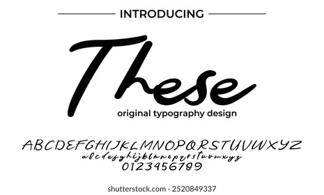 Diese Schriftart Stilvolle Pinsel gemalt ein Großbuchstaben, Vektorbuchstaben, Alphabet, Schriftart