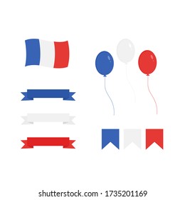 These are French objects. Vector illustration. Could be used for French National Day, July 14, Bastille Day.