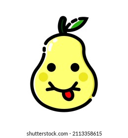 These are fruit-related emoticons that use a filled outline style for your design projects or for stickers