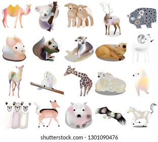 These are funny animal illustrations with unique fairy-tale pastel colors on.