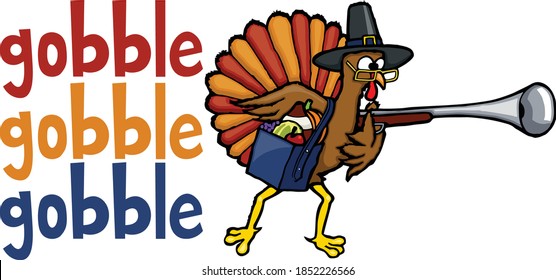 These funny pilgrim turkey are out on the hunt for some delicious ham sandwiches.  These files features designs of pilgrim turkey along with gobble gobble gobble and happy thanksgiving text. 