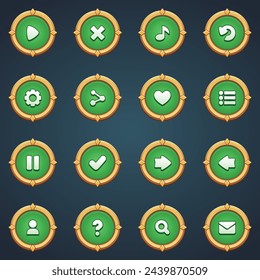 These green-themed circular buttons with varied icons offer an eco-friendly touch to game interfaces
