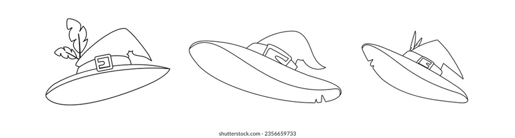 These are Halloween hats that look like witches' hats. Childrens coloring page.