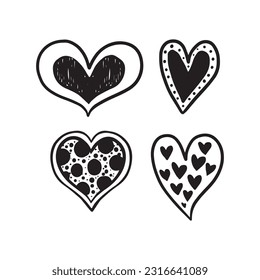 These are hand drawn hearts doodle.