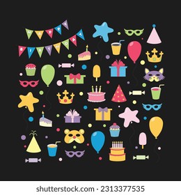 These are happy birthday icons vector.