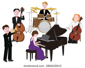 These are illustrations of a jazz band.