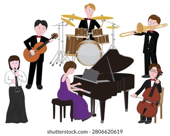 These are illustrations of a jazz band.