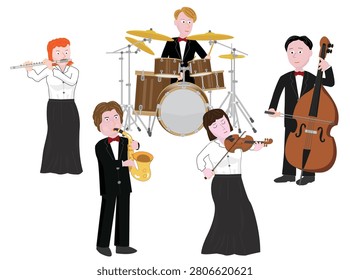 These are illustrations of a jazz band.