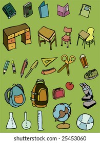 These are items from an elementary school kid's life that can be used separately.