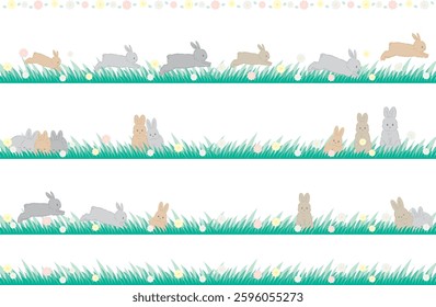 These are line illustrations of Easter and rabbits.