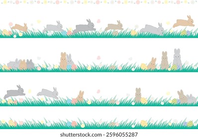 These are line illustrations of Easter and rabbits.