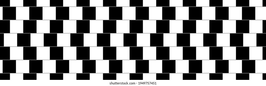 Are these lines parallel and horizontal, yes they are. Classic optical illusion made as seamless pattern, vector design image.