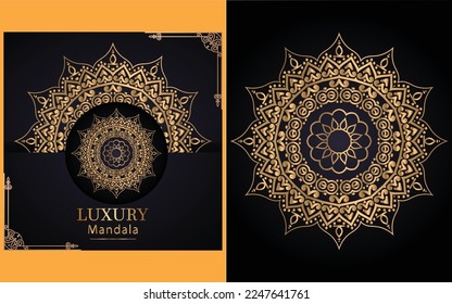 These are the luxury ornamental mandala design background in gold color