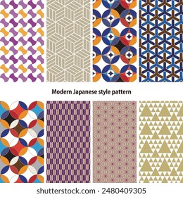 These are modern versions of traditional Japanese patterns. They feature motifs such as scales, arrows, and Shippo. Please use them as backgrounds, etc.