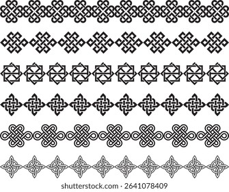 These ornamental line patterns are perfect for tattoos, logos, packaging, traditional artwork, invitations, and design accents. Easily scalable and editable for digital or print use.
