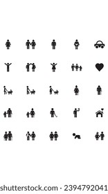 
these are people icons, in solid style used for mobile web and other purposes and the elements in the design are people profession, professor, judge, delete and many others, editable stroke