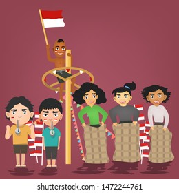 These are the people joining the annual competitions of Indonesia's independence day that is held every 17th of August. In Indonesian, these competitions are called "Lomba 17 Agustus".