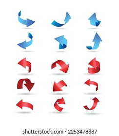 These are Red and Blue 3D Vector Curved Arrows with different angles