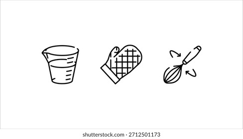 Estas ilustrações simples de arte de linha são perfeitas para projetos culinários e designs de receitas