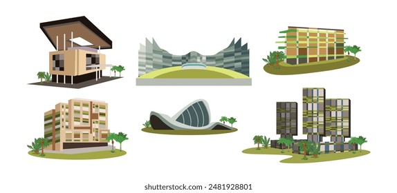 These are some descriptions of buildings that can be used as government offices, private offices, hospitals, hotels, residences, malls, sports centers, and so on.