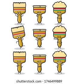 These are some illustrations of paint brush characters that show some expressions and activities