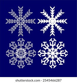 These symmetrical snowflake vectors evoke the beauty of winter and the holiday season, perfect for Christmas-themed projects, winter decorations, seasonal greeting cards, or festive graphic designs.