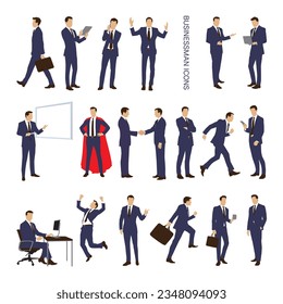 These are various situations and various poses of businessmen.