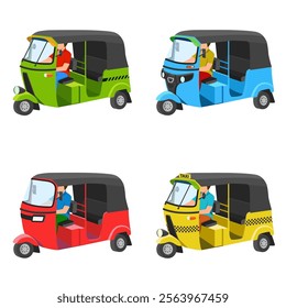 These are vector Tuk-Tuk designs. These Tuk-tuks(three wheelers) are mostly used in Asian countries like Sri Lanka and India. This design include both newer and older model tuk-tuks. 