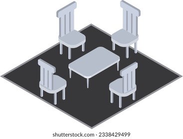 These vectors depict basic tables and chairs with few details. They are often used for icons or background elements.