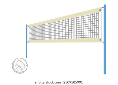 Estes são uma rede de vôlei e uma ilustração de bola