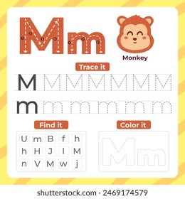 These worksheets introduce the letter M and give students practice in recognizing M's, using "M" words and writing M's. 