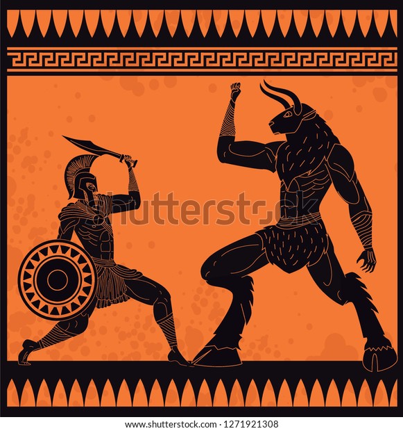 Theseus fighting the minotaur