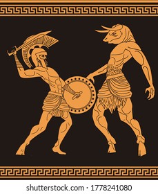 Theseus fighting the minotaur greek mythology tale