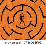 theseus inside the ancient minotaur labyrinth of crete