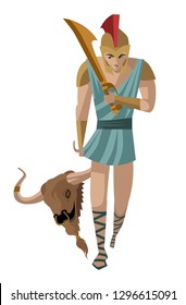 Theseus With Minotaur Head