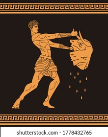 theseus with minotaur head, greek mythology tale