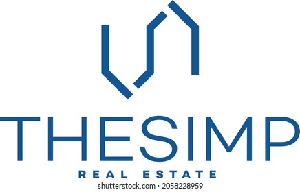 Thesimp Logo. Logo Design. Real Estate Company. Pictorial Mark. Logo concept Idea. 