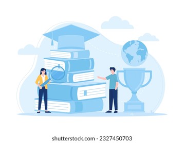 Theorie für Graduiertenkonzept, flache Illustration
